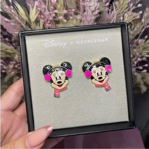 BaubleBar Jewelry - NEW IN BOX Disney x Baublebar pink earmuff Minnie Mouse sparkly winter earrings